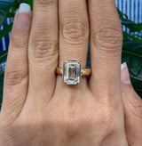 14KT Yellow Gold Emerald Solitaire Lab Diamond Ring