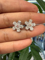 14KT White Gold Flower Earring