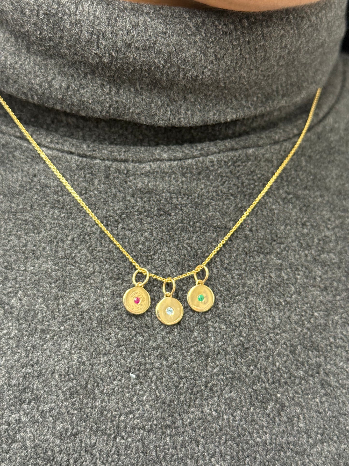 Natural Emerald Ruby Charm 14K