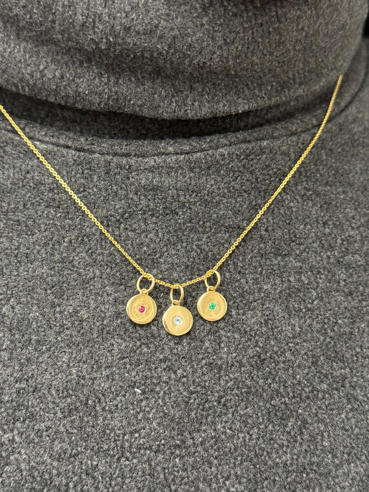 Natural Emerald Ruby Charm 14K