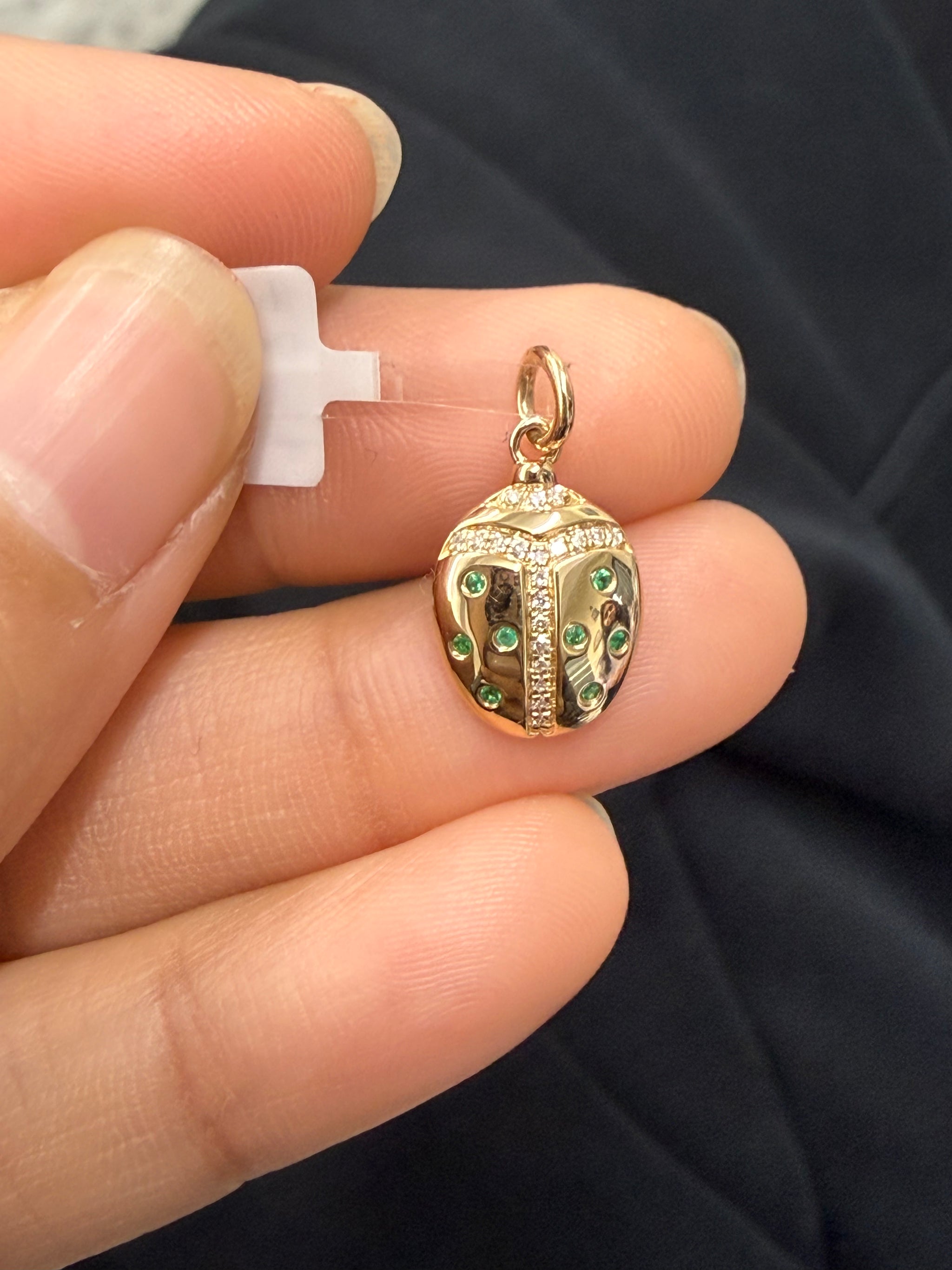 Emerald Diamond Lady bug Charm