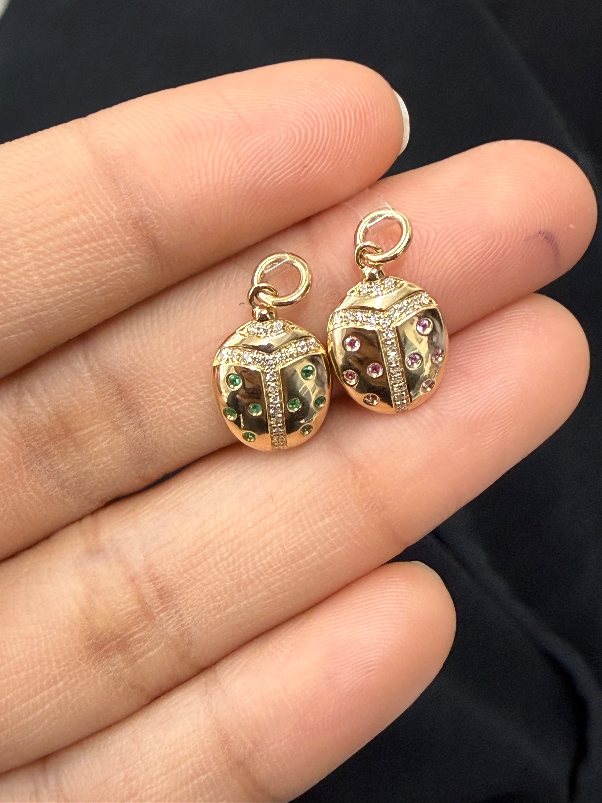 Emerald Diamond Lady bug Charm