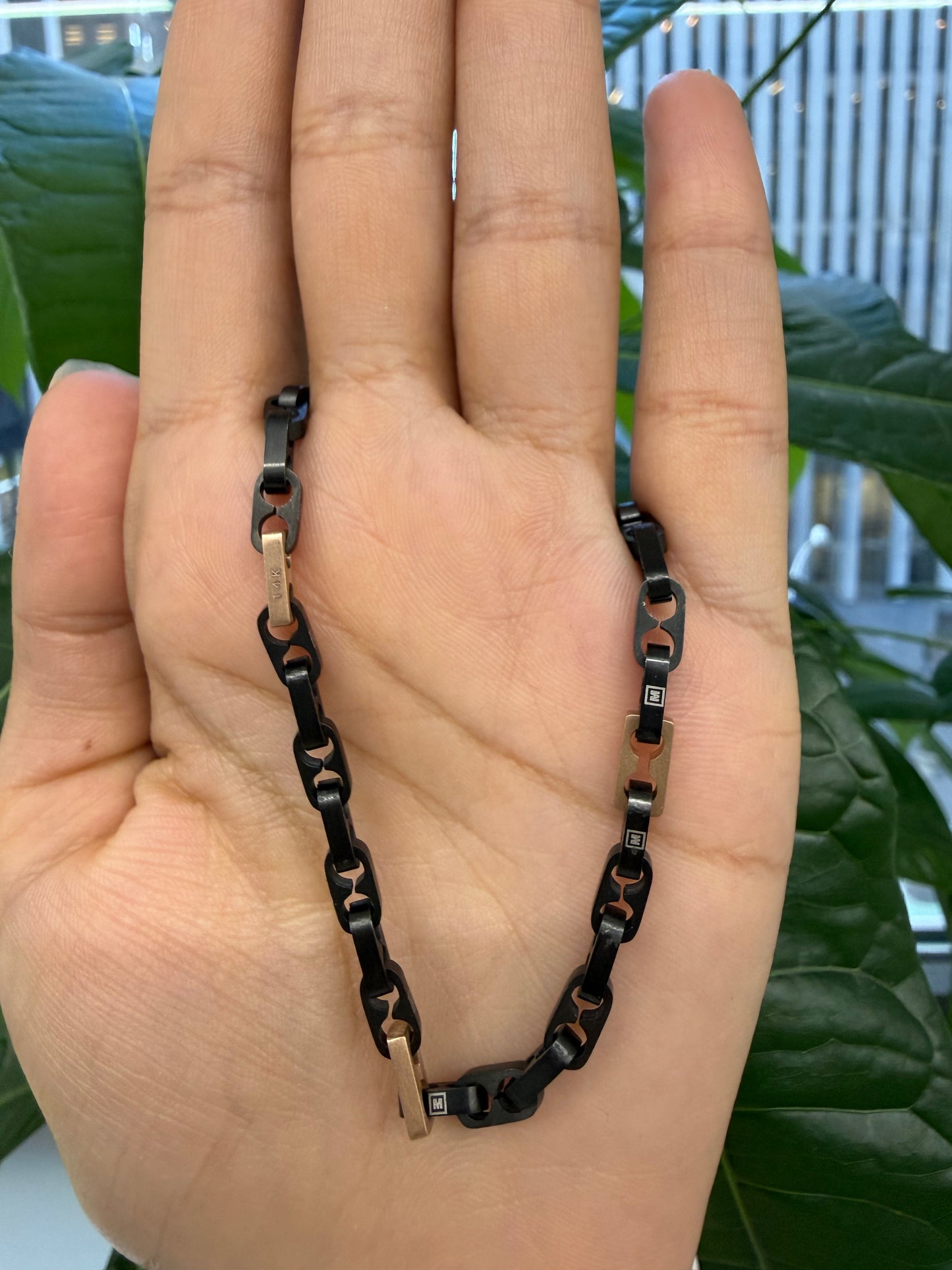 Men's Titanium & Gold 7.5 Inches Bracelet