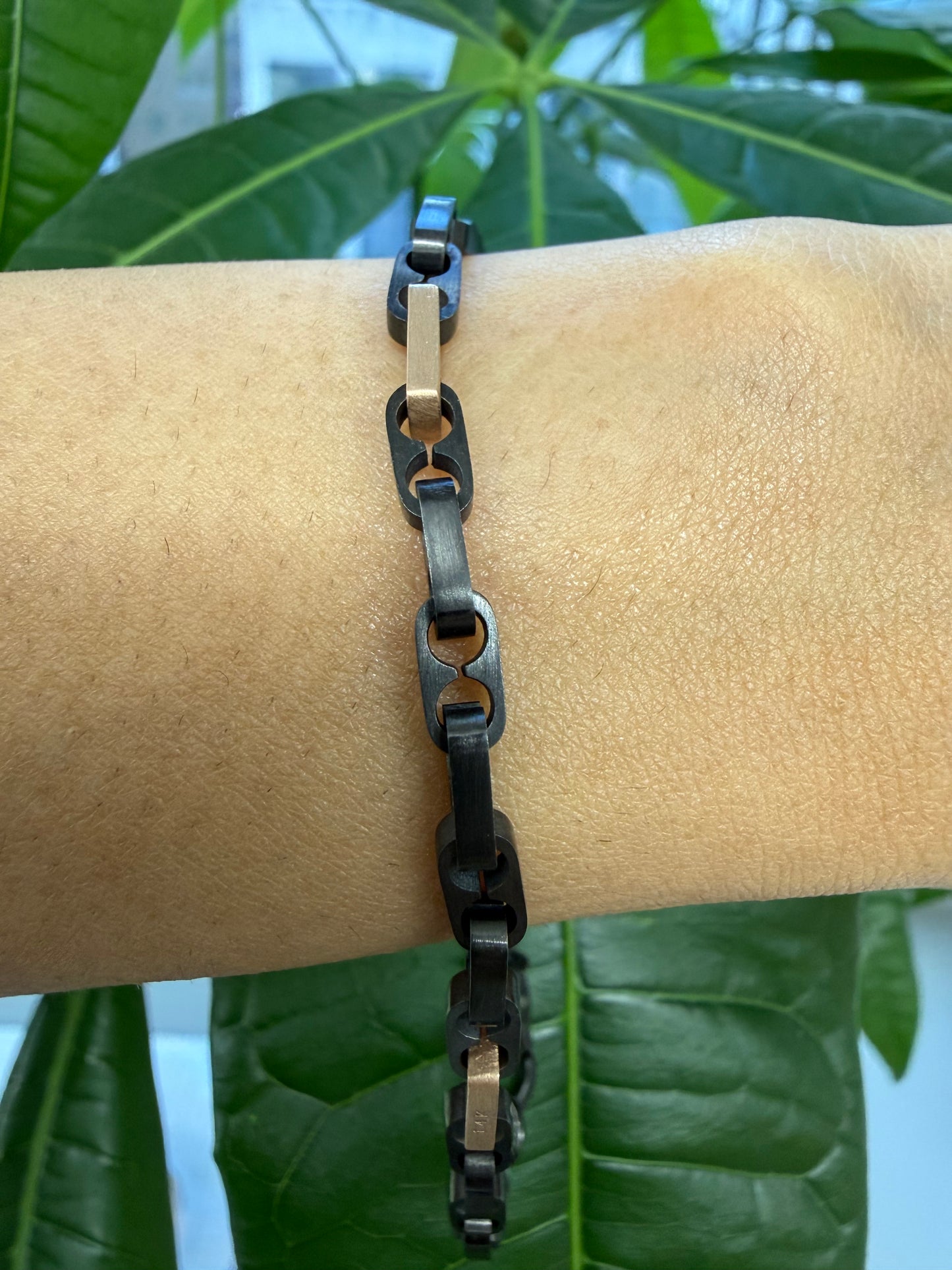 Men's Titanium & Gold 7.5 Inches Bracelet