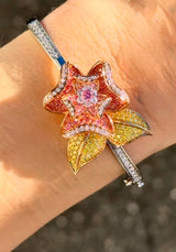 White Rose & Yellow Gold Pink Yellow & White Lab Diamond Bracelet