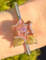 White Rose & Yellow Gold Pink Yellow & White Lab Diamond Bracelet