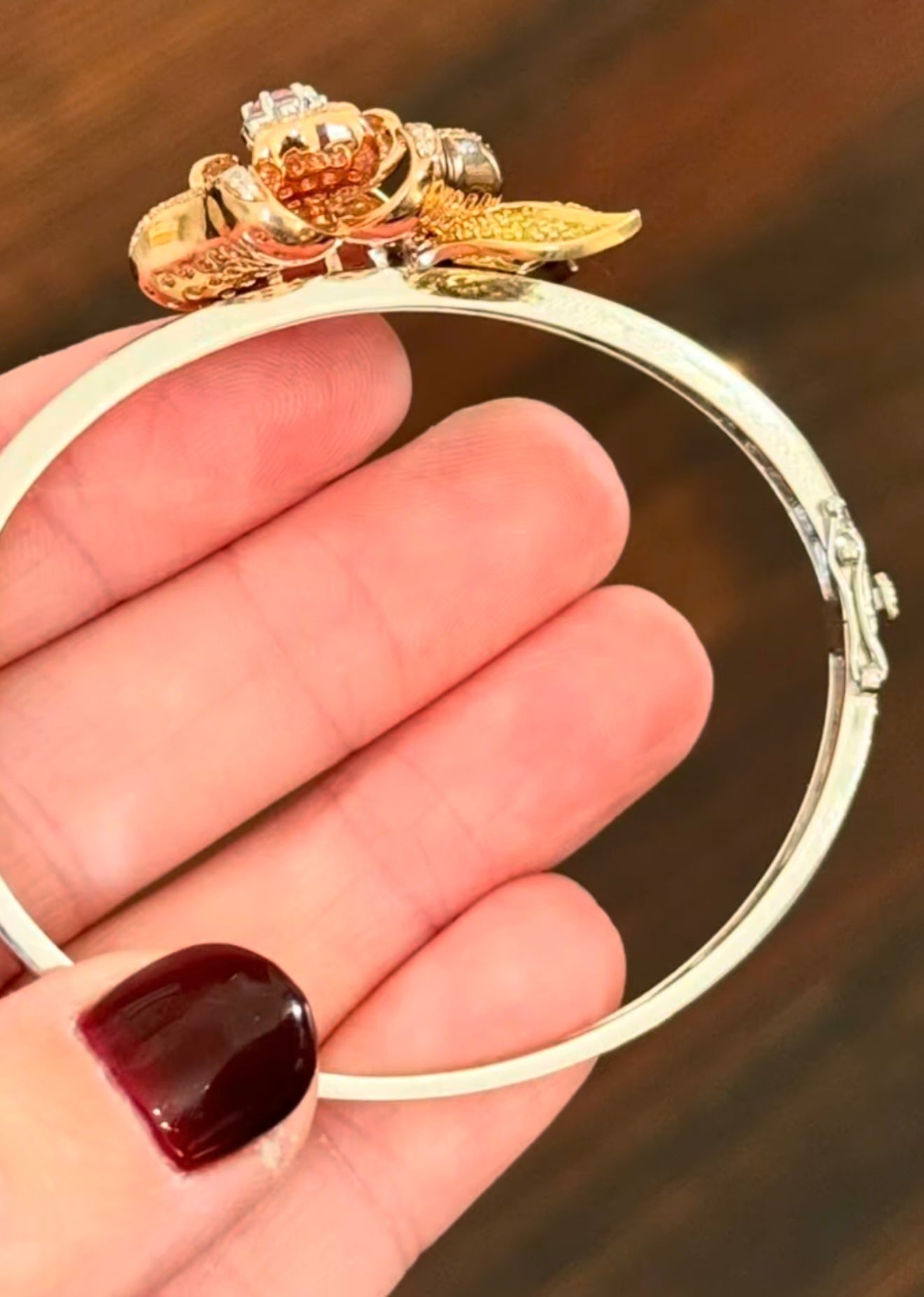 White Rose & Yellow Gold Pink Yellow & White Lab Diamond Bracelet