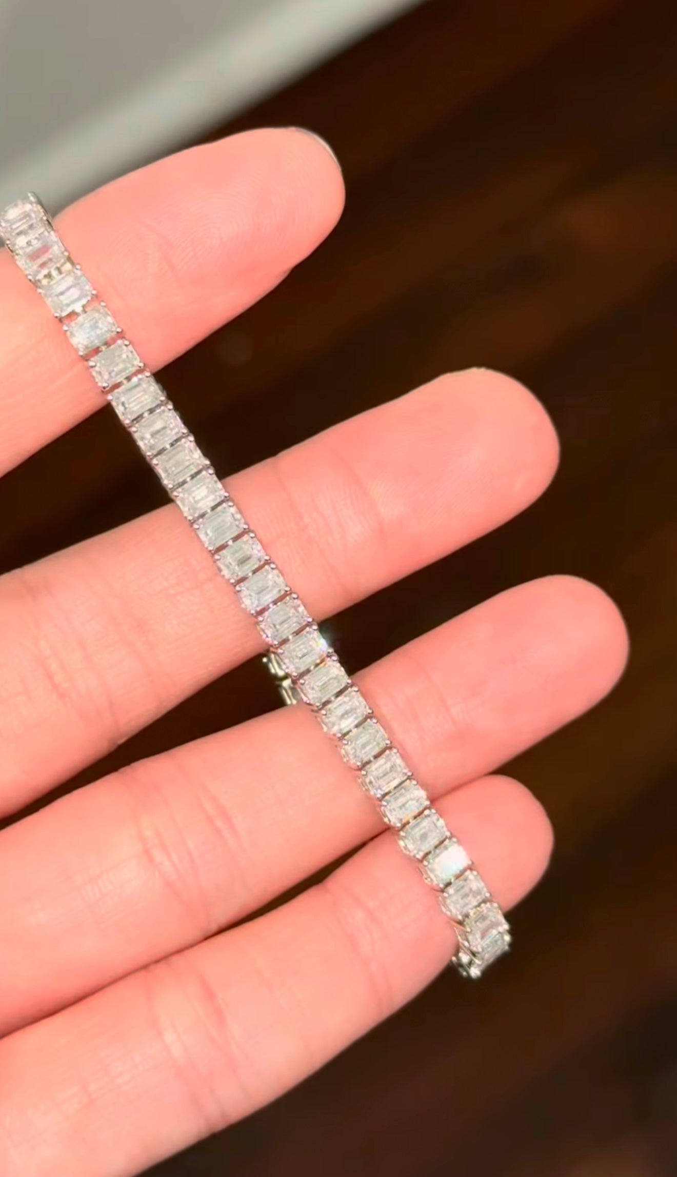10.15Ct Emerald cut Lab Diamond Tennis Bracelet