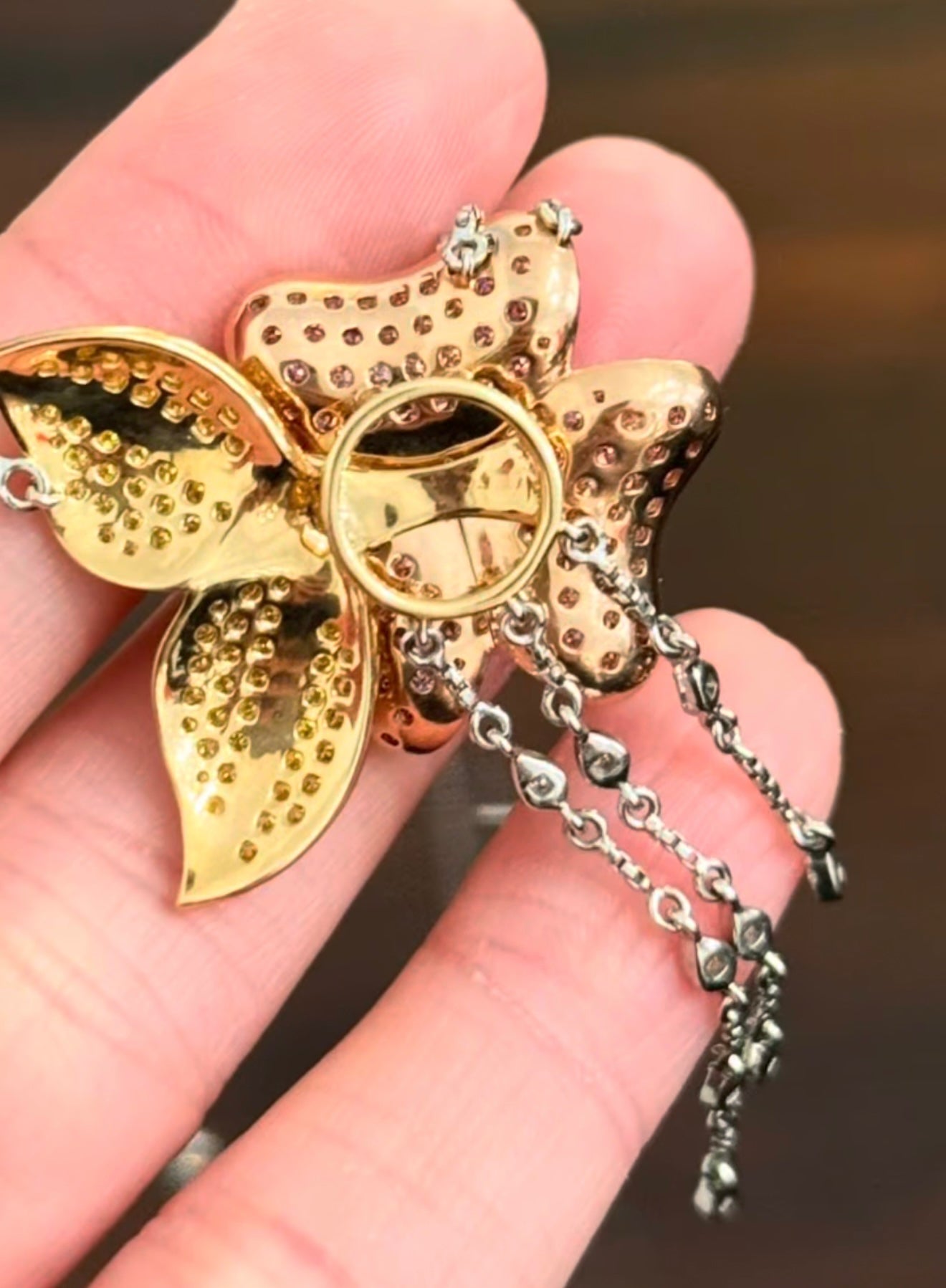 White, Rose & Yellow Gold Pink, Yellow & White Lab Diamond Necklace