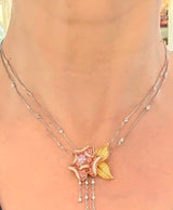 White, Rose & Yellow Gold Pink, Yellow & White Lab Diamond Necklace