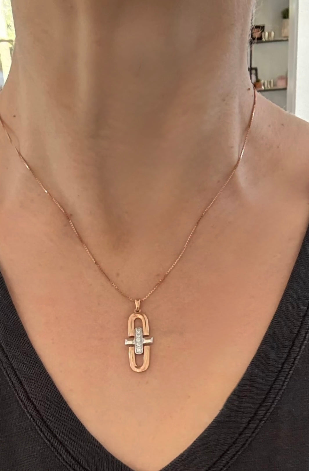 Rose & White Gold Lab Diamond Necklace