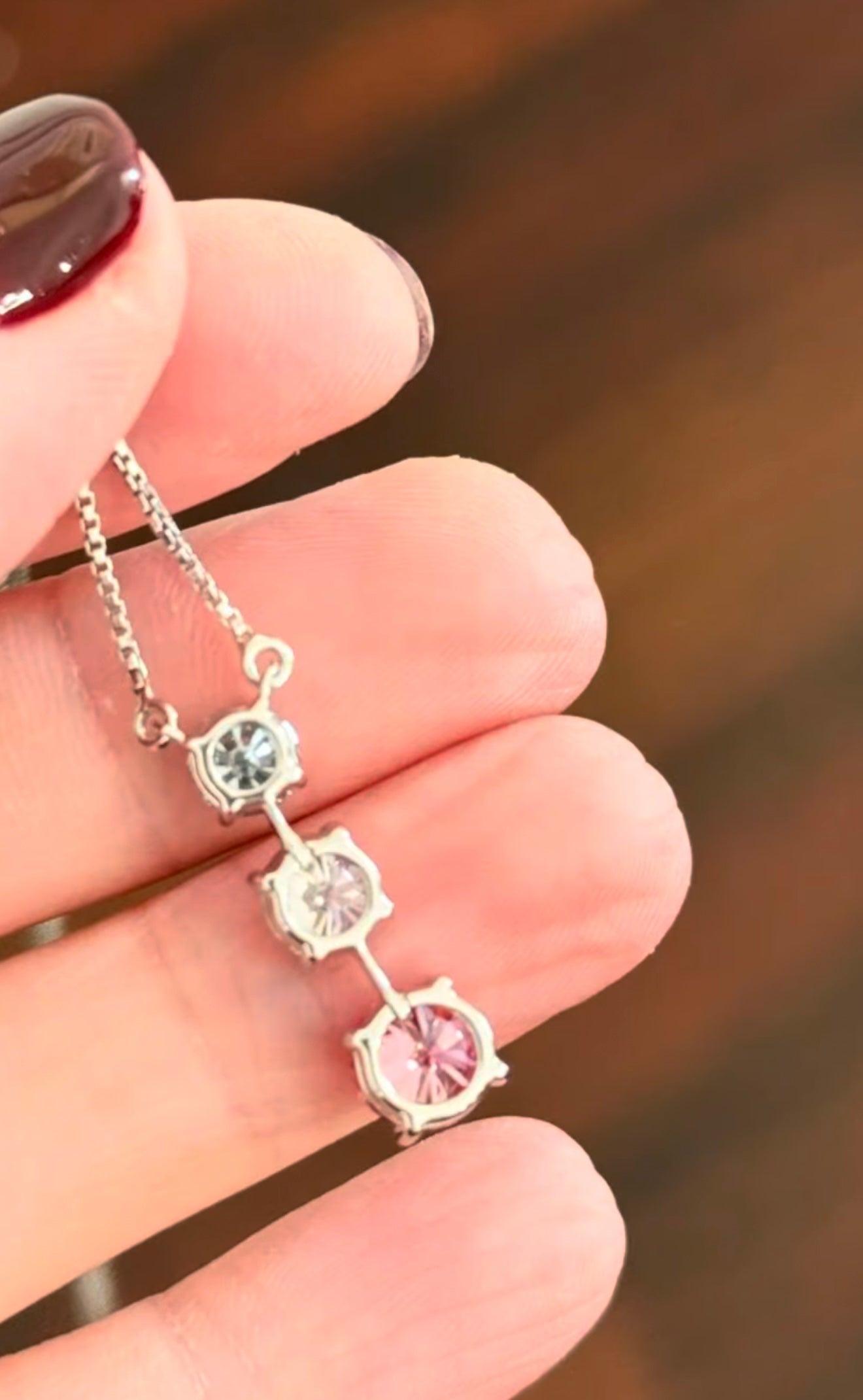 White Gold Blue, White & Pink Lab Diamond Necklace