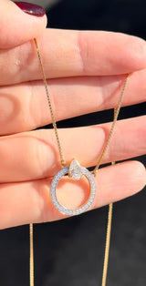 Yellow Gold Pear and Round Diamond Necklace