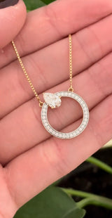 Yellow Gold Pear and Round Diamond Necklace