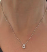 White Gold Necklace with Round Lab Diamond in Pear Shape