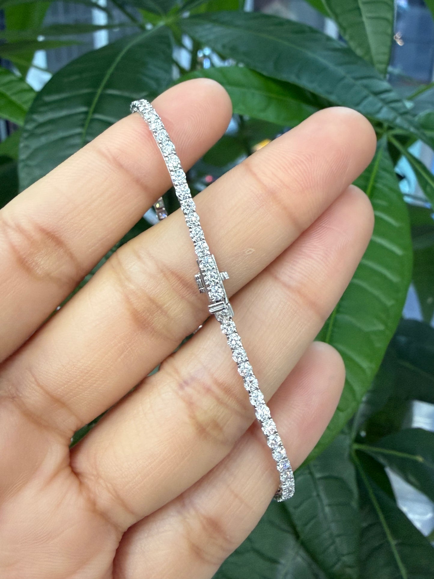 3 CT Low setting Lab 7.15 inches Tennis Bracelet