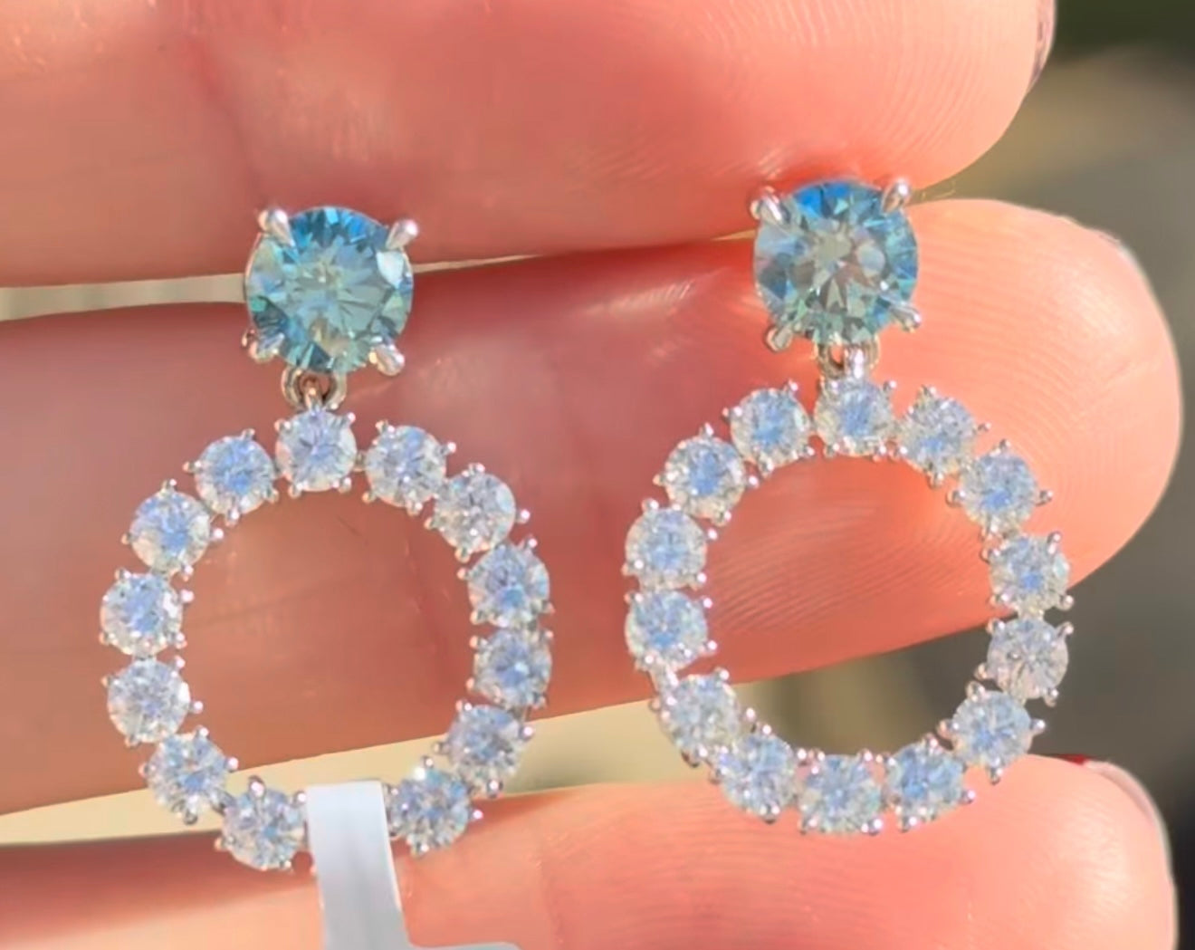 White Gold Blue & White Lab Diamond Earrings