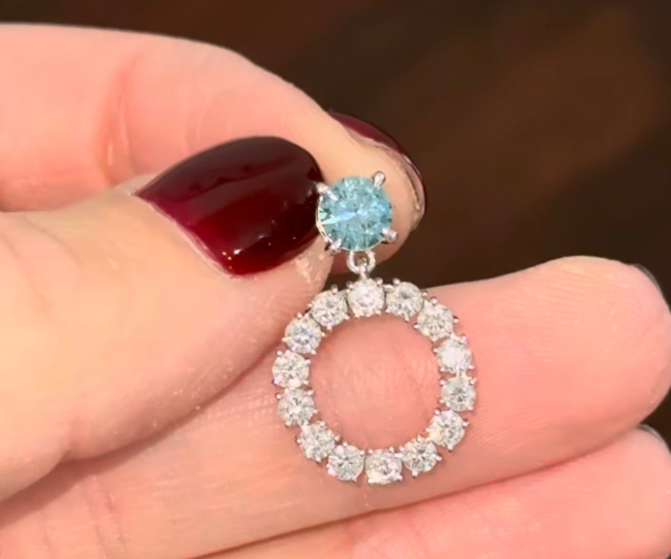 White Gold Blue & White Lab Diamond Earrings