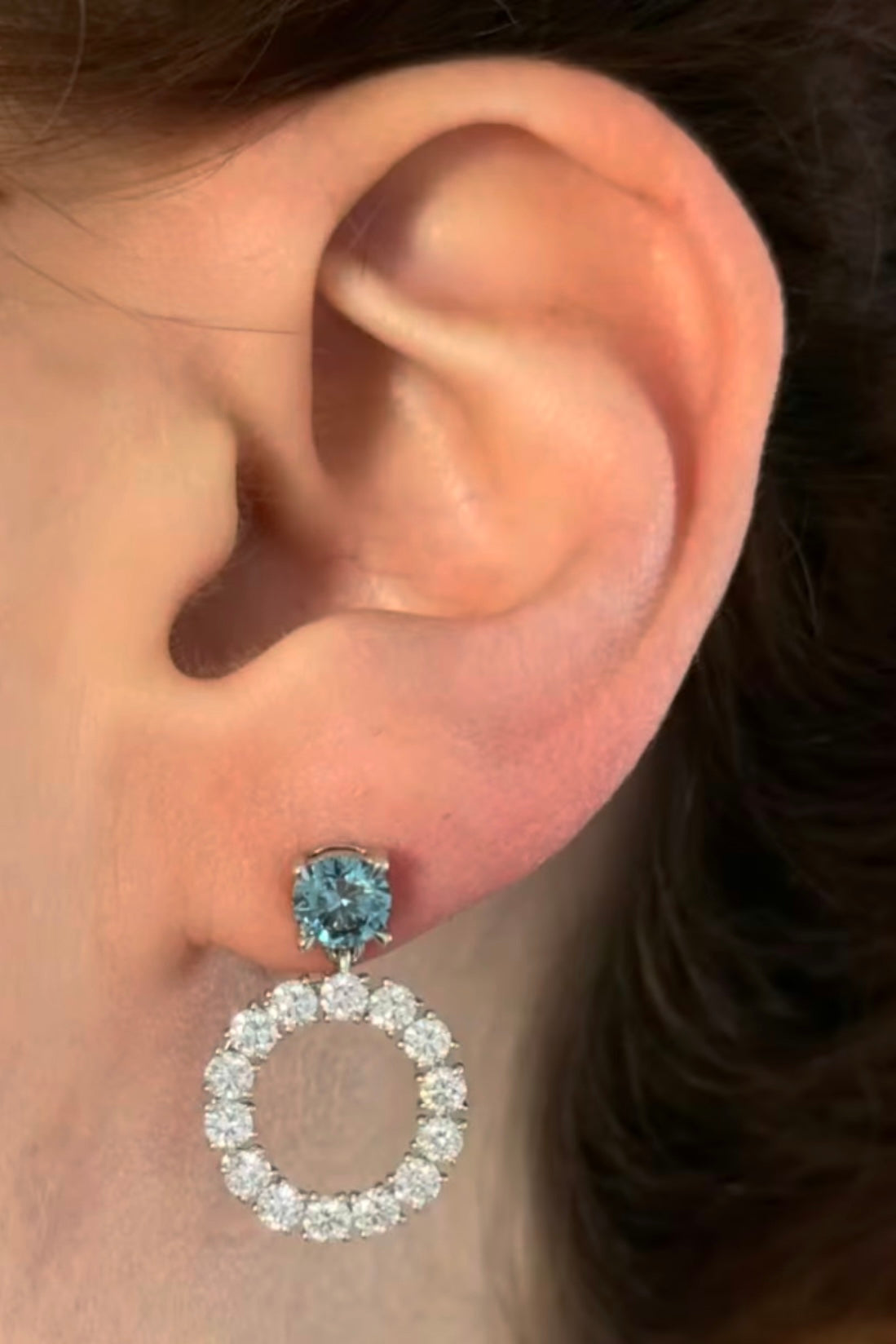 White Gold Blue & White Lab Diamond Earrings