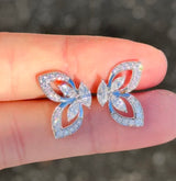 White Gold Marquise & Round Lab Diamond Butterfly Earrings