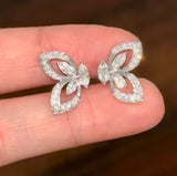 White Gold Marquise & Round Lab Diamond Butterfly Earrings