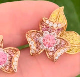 White, Rose & Yellow Gold Pink, Yellow & White Lab Diamond Earring