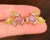 White, Rose & Yellow Gold Pink, Yellow & White Lab Diamond Earring