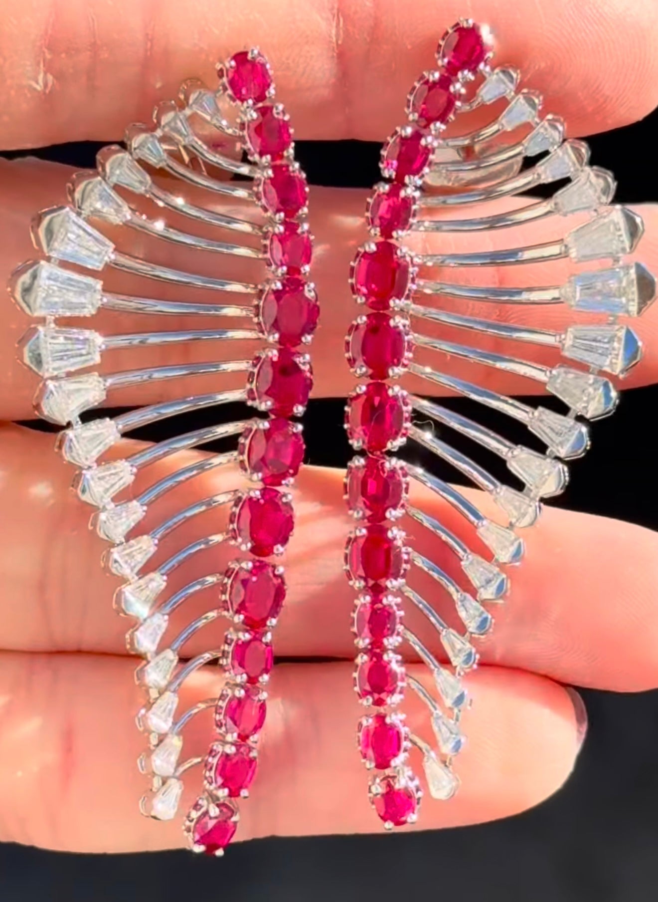 White Gold Tappered Baguette Lab Diamond Earrings