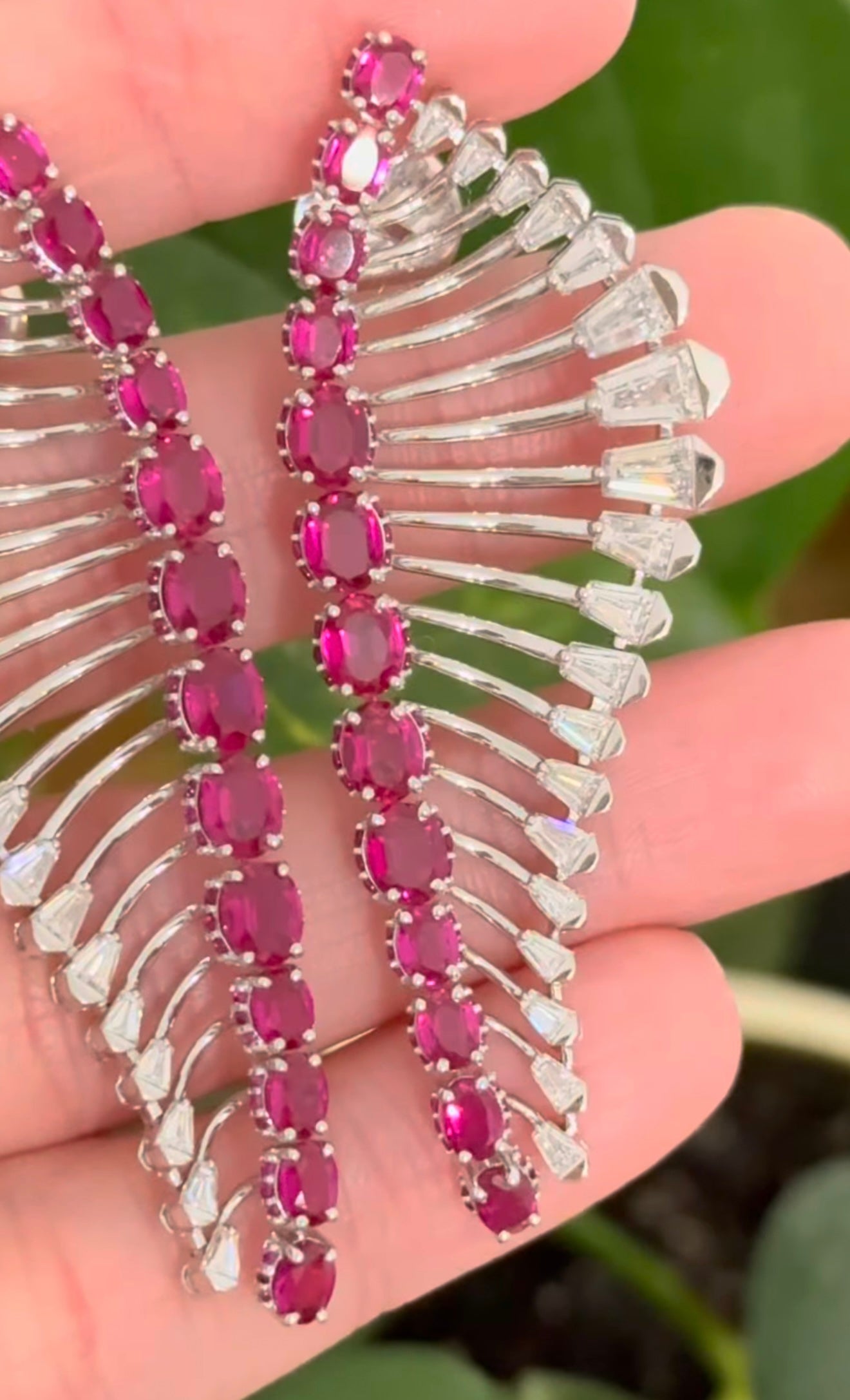 White Gold Tappered Baguette Lab Diamond Earrings