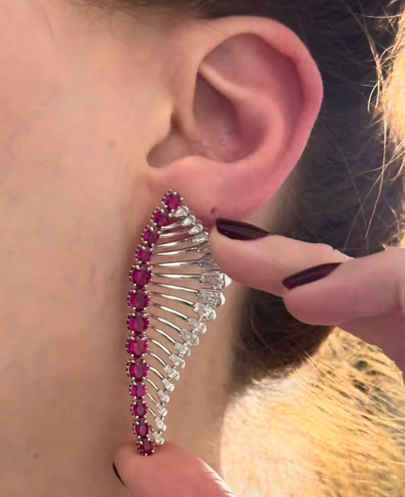 White Gold Tappered Baguette Lab Diamond Earrings