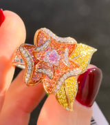 White, Rose & Yellow Gold Pink, Yellow & White Diamond Ring