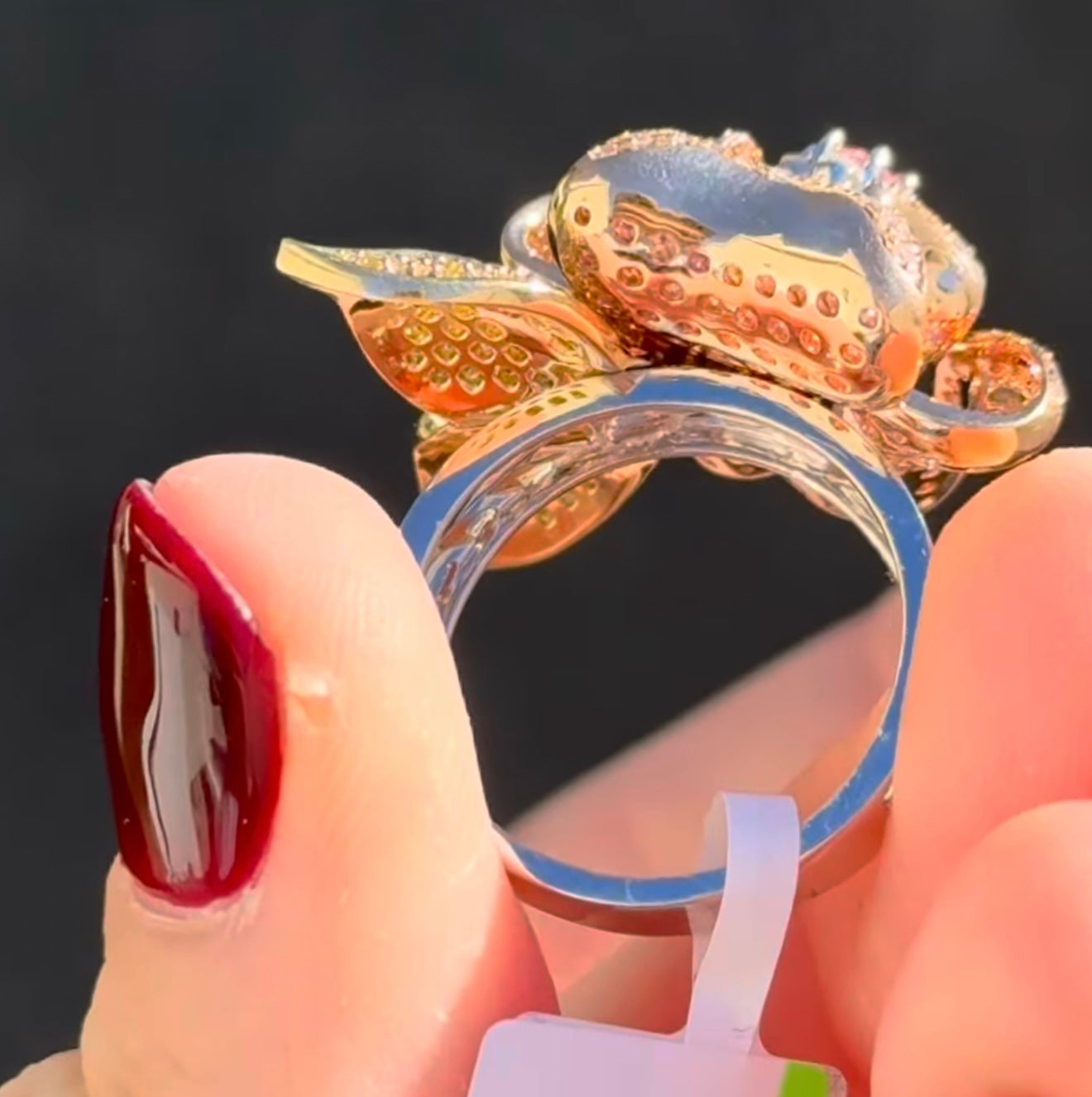 White, Rose & Yellow Gold Pink, Yellow & White Diamond Ring