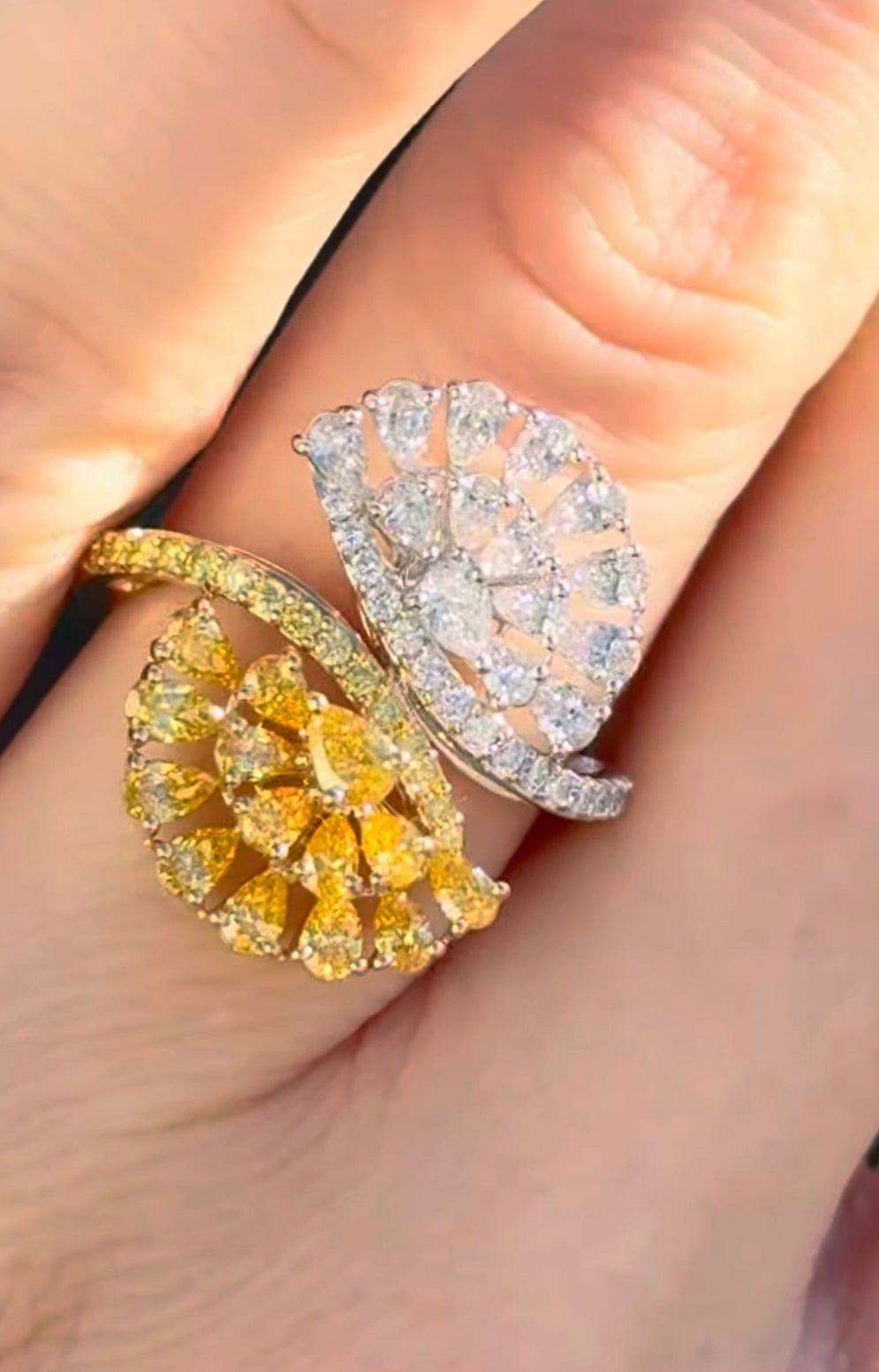 Yellow & Pear Shape Lab Diamond Ring