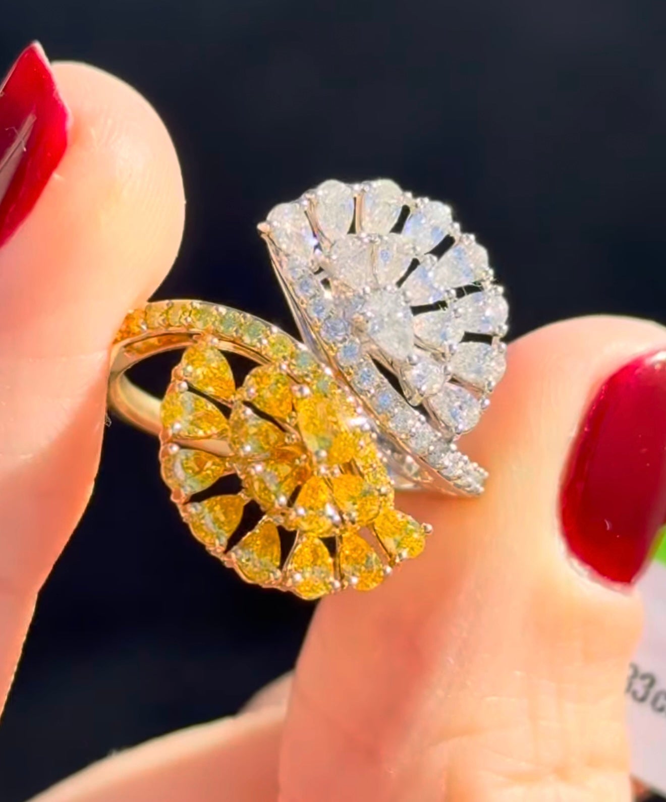 Yellow & Pear Shape Lab Diamond Ring