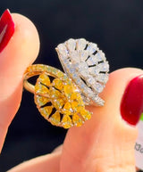 Yellow & Pear Shape Lab Diamond Ring