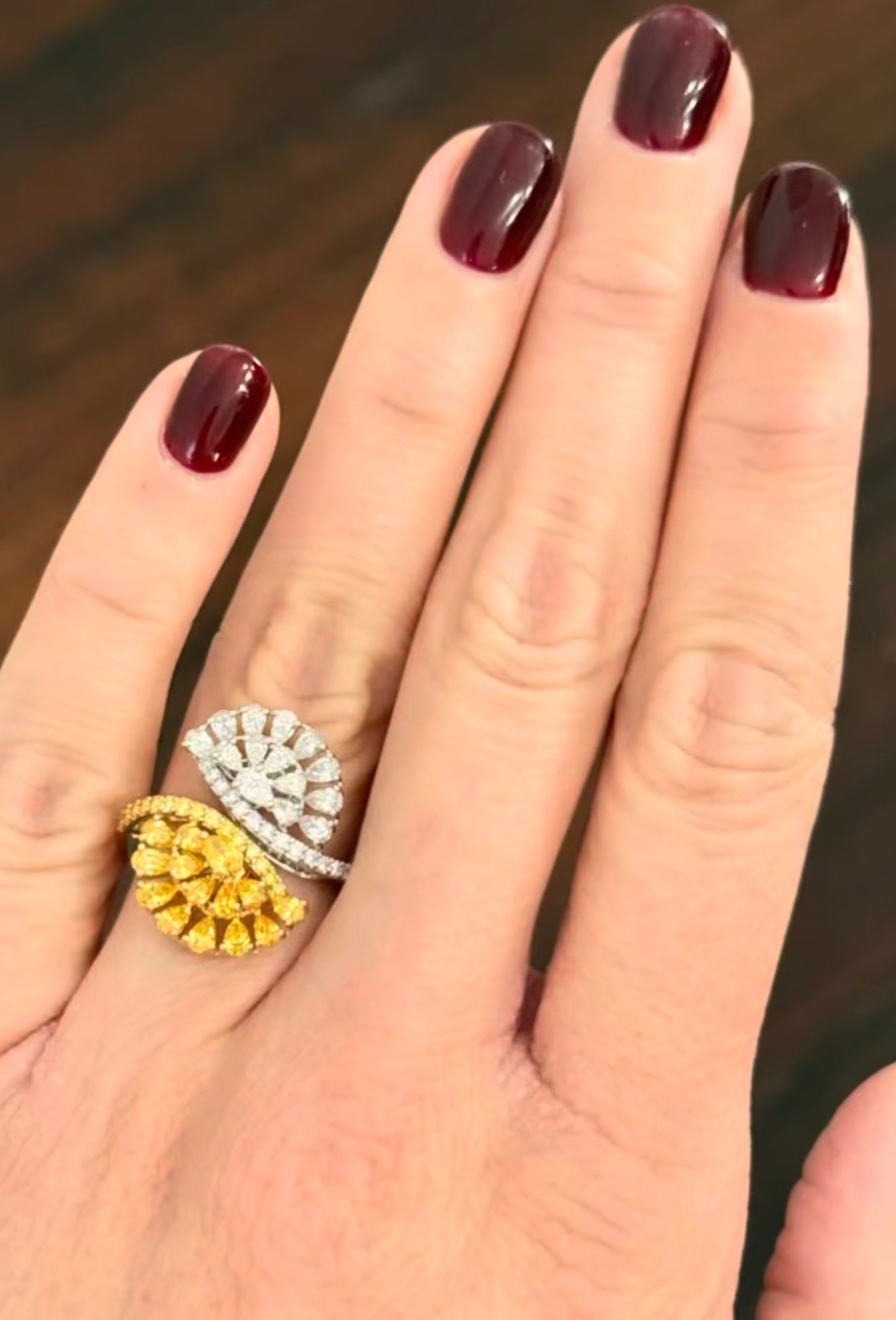 Yellow & Pear Shape Lab Diamond Ring