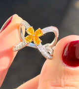 White Gold Yellow Pear Shape Lab Diamond Ring