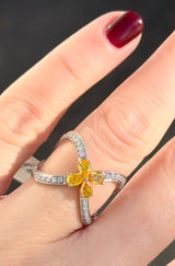 White Gold Yellow Pear Shape Lab Diamond Ring