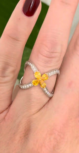 White Gold Yellow Pear Shape Lab Diamond Ring