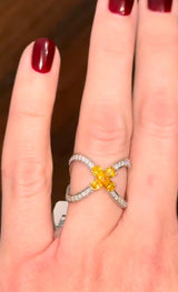 White Gold Yellow Pear Shape Lab Diamond Ring