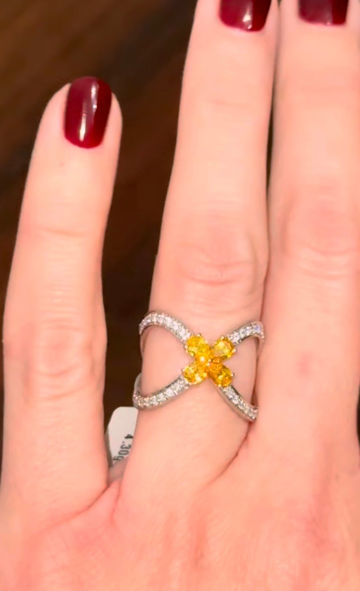 White Gold Yellow Pear Shape Lab Diamond Ring