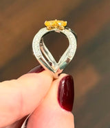 White Gold Yellow Pear Shape Lab Diamond Ring