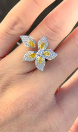 White Gold Yellow Pear Shape Lab Diamond Ring