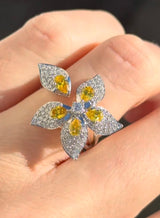 White Gold Yellow Pear Shape Lab Diamond Ring