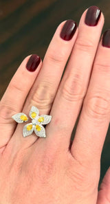 White Gold Yellow Pear Shape Lab Diamond Ring