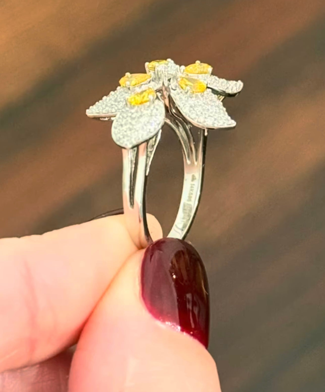 White Gold Yellow Pear Shape Lab Diamond Ring