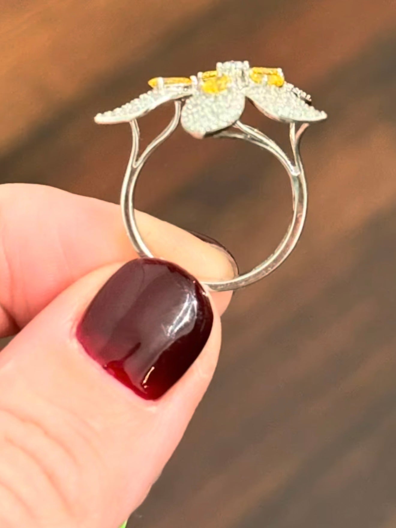 White Gold Yellow Pear Shape Lab Diamond Ring