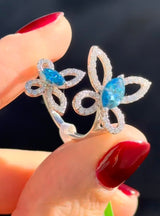 White Gold Blue Marquise Lab Diamond Ring