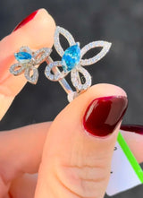 White Gold Blue Marquise Lab Diamond Ring