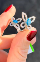 White Gold Blue Marquise Lab Diamond Ring